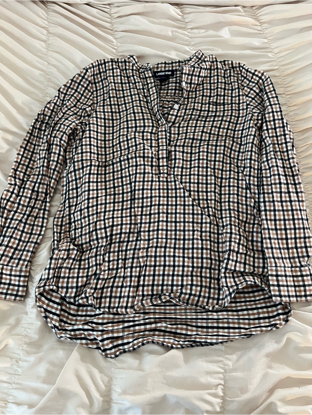 LANDS' END Brown & Black Plaid Shirt